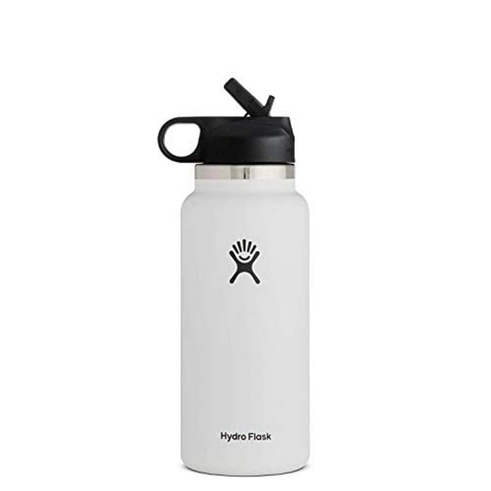Hydro Flask Water Bottle - Insulated Stainless Steel - Wide Mouth Flex Straw Lid, Non Spill, Leakproof and Refillable in 64 Oz Tonal Agave