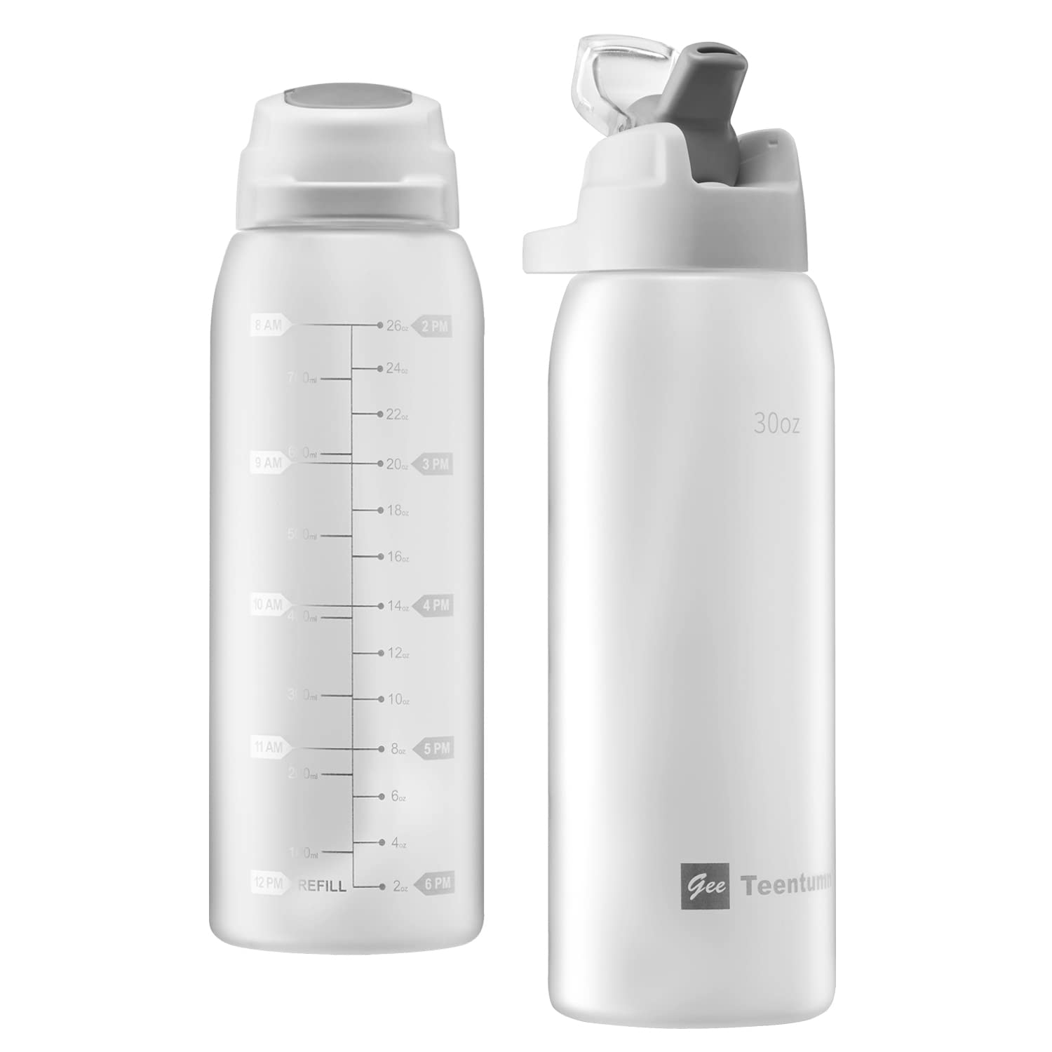 30oz Sport Water Bottle with Time Markers, Large Durable Gym Plastic Bottle Tritan BPA Free for Fitness, School, Outdoor Enthusiasts, Leakproof Clear (Pack of 1)