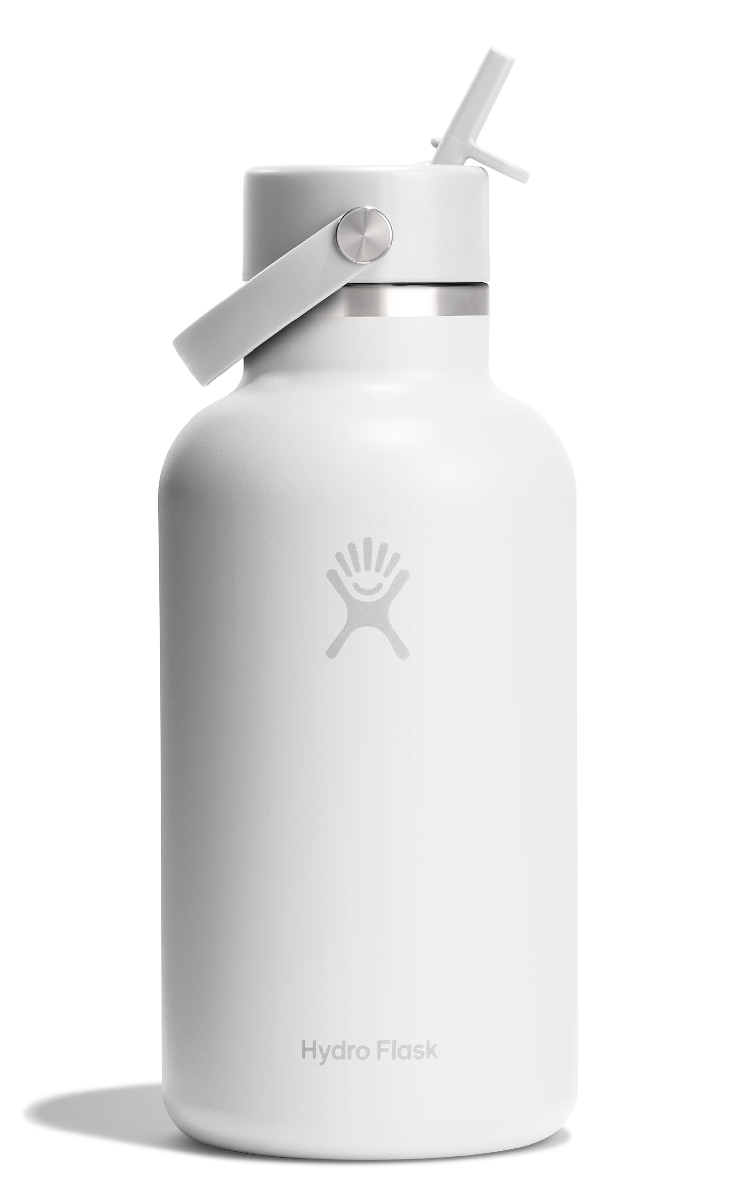 Hydro Flask Water Bottle - Insulated Stainless Steel - Wide Mouth Flex Straw Lid, Non Spill, Leakproof and Refillable in 64 Oz Tonal Agave