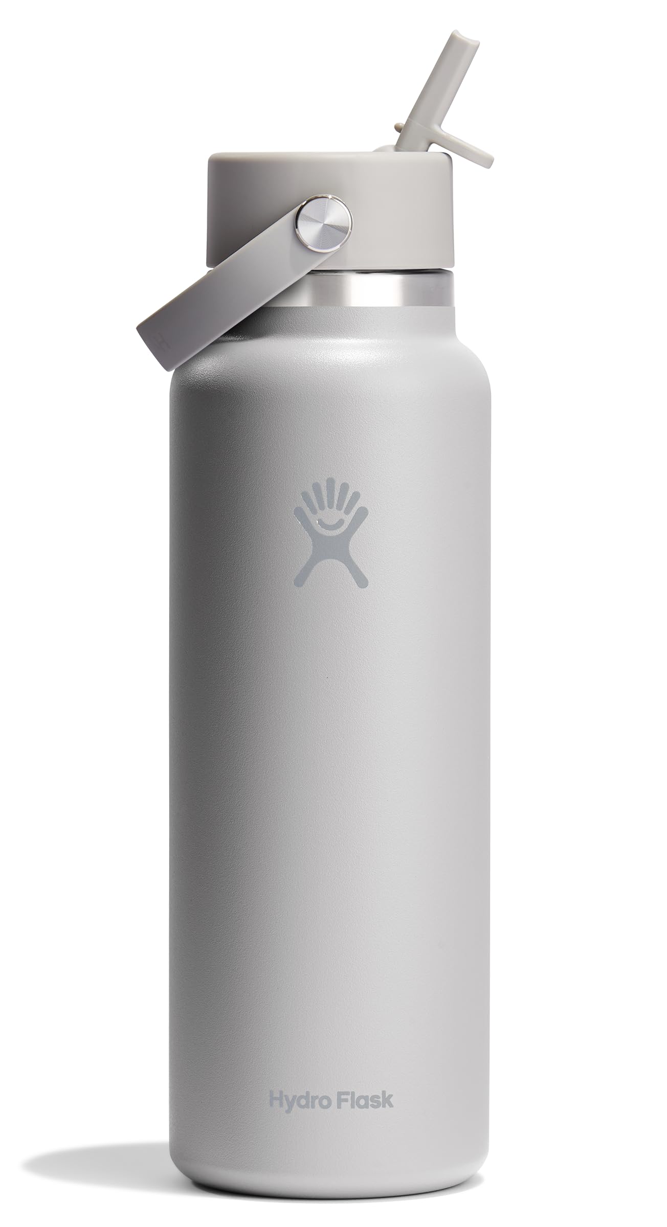 Hydro Flask Water Bottle - Insulated Stainless Steel - Wide Mouth Flex Straw Lid, Non Spill, Leakproof and Refillable in 64 Oz Tonal Agave