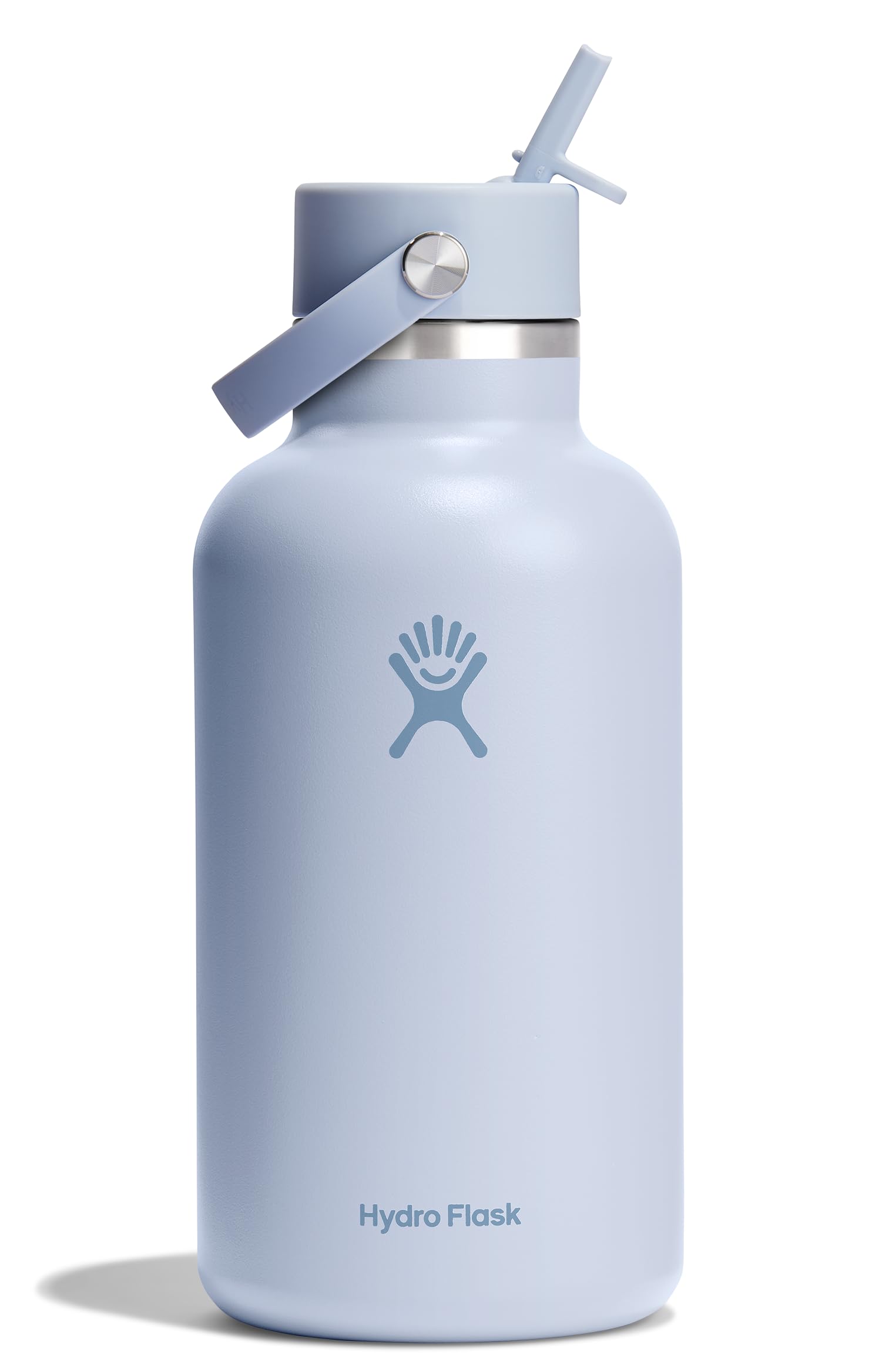 Hydro Flask Water Bottle - Insulated Stainless Steel - Wide Mouth Flex Straw Lid, Non Spill, Leakproof and Refillable in 64 Oz Tonal Agave
