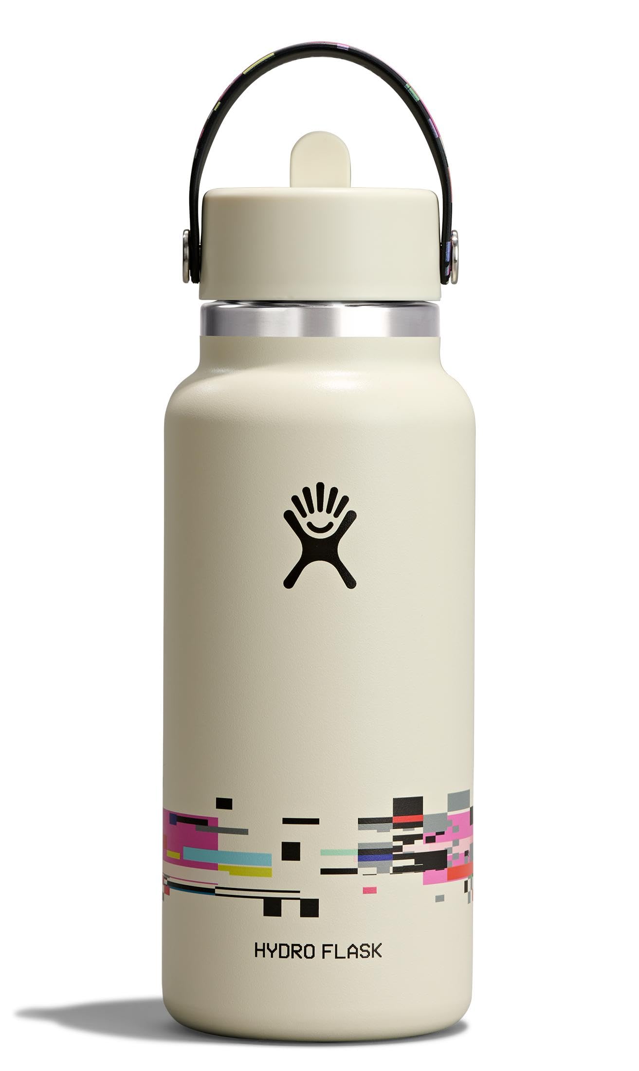 Hydro Flask Water Bottle - Insulated Stainless Steel - Wide Mouth Flex Straw Lid, Non Spill, Leakproof and Refillable in 64 Oz Tonal Agave