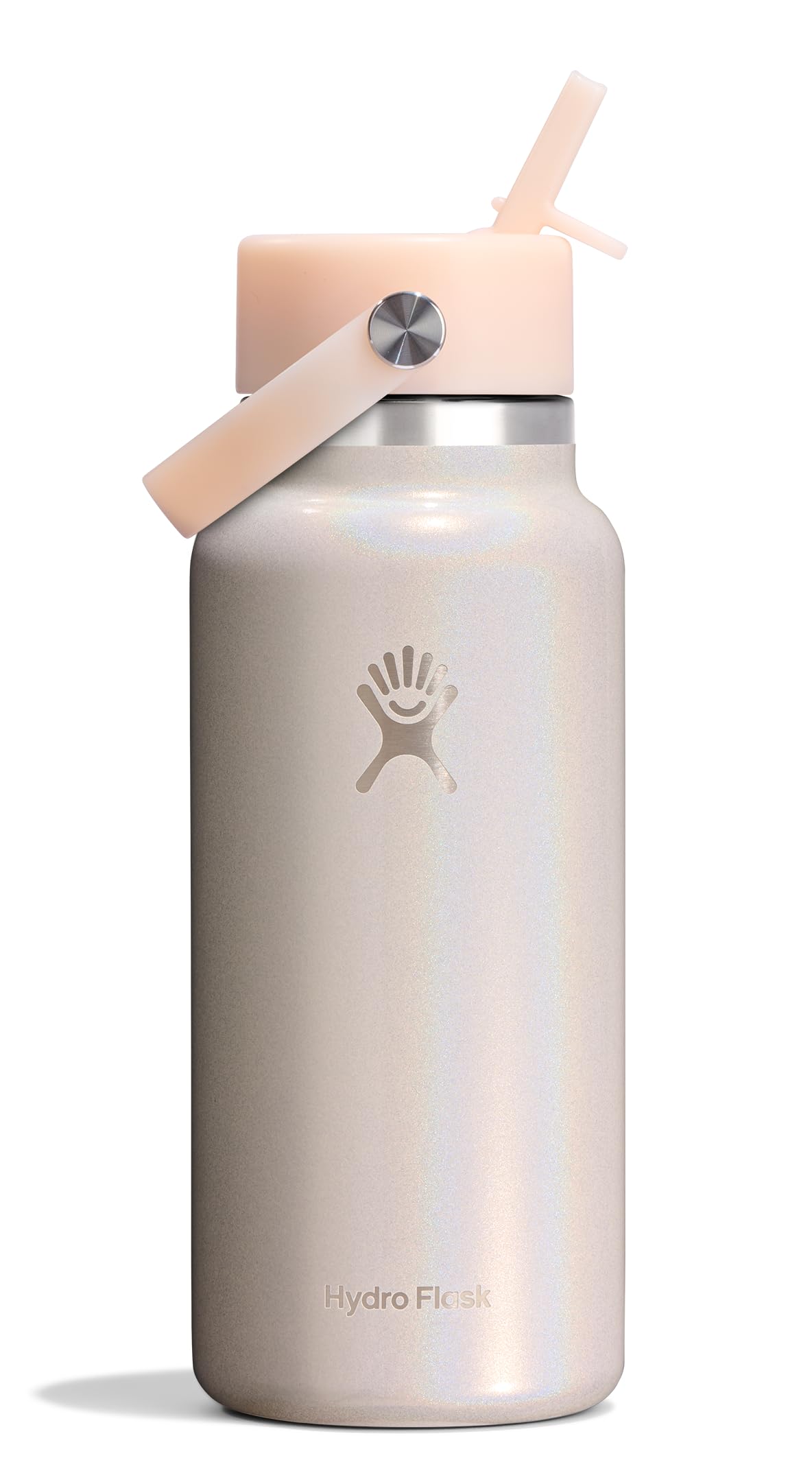 Hydro Flask Water Bottle - Insulated Stainless Steel - Wide Mouth Flex Straw Lid, Non Spill, Leakproof and Refillable in 64 Oz Tonal Agave