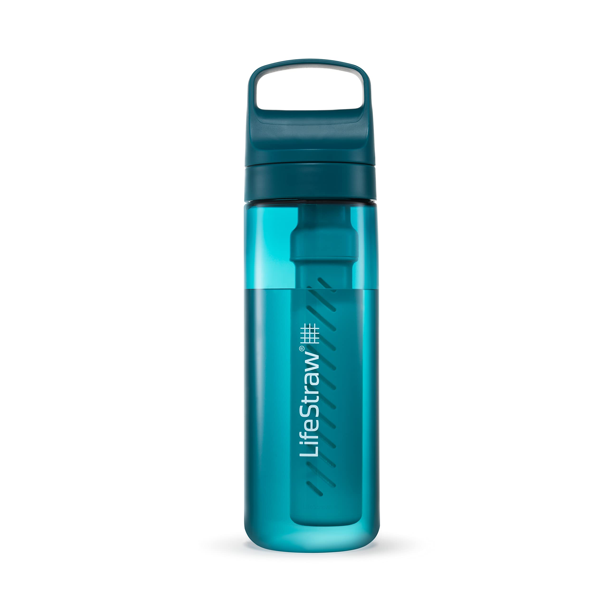 LifeStraw Go Series – BPA-Free Water Filter Bottle for Travel and Everyday Use, Removes Bacteria, Parasites and Microplastics, Improves Taste, 1L 2-Pack Icelandic Blue and Aegean Sea