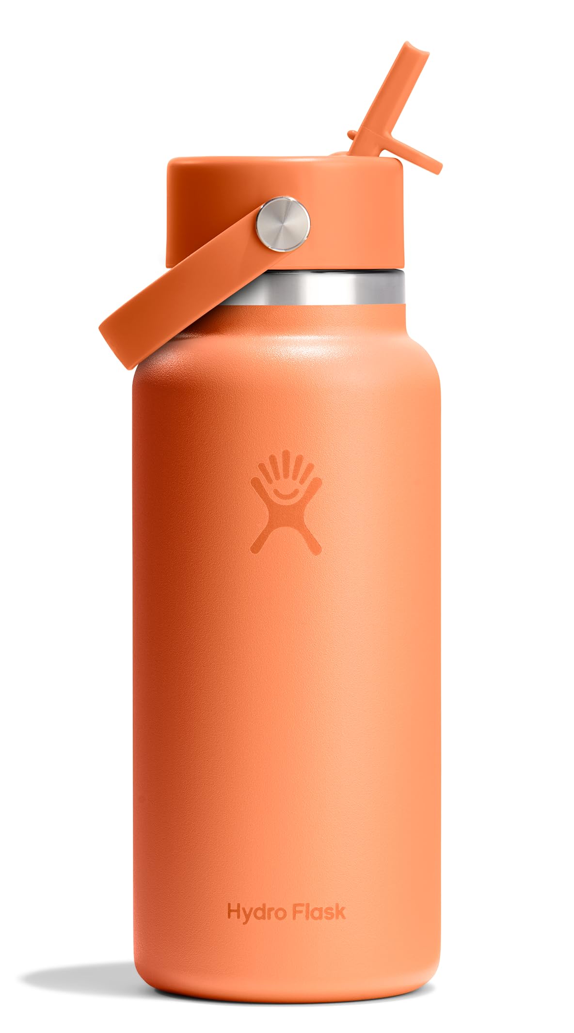 Hydro Flask Water Bottle - Insulated Stainless Steel - Wide Mouth Flex Straw Lid, Non Spill, Leakproof and Refillable in 64 Oz Tonal Agave