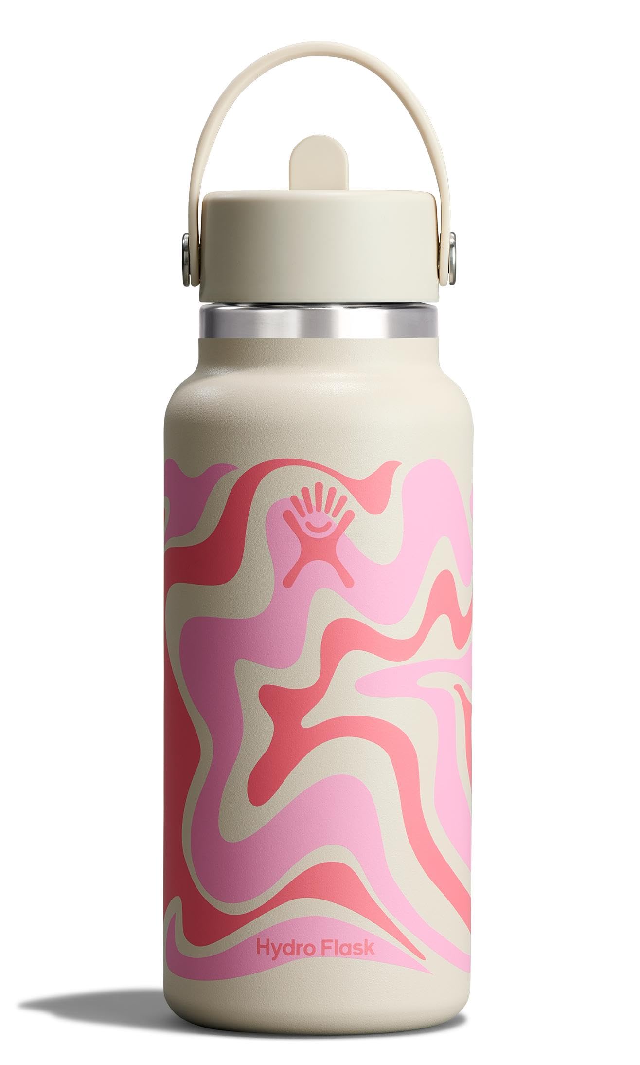 Hydro Flask Water Bottle - Insulated Stainless Steel - Wide Mouth Flex Straw Lid, Non Spill, Leakproof and Refillable in 64 Oz Tonal Agave