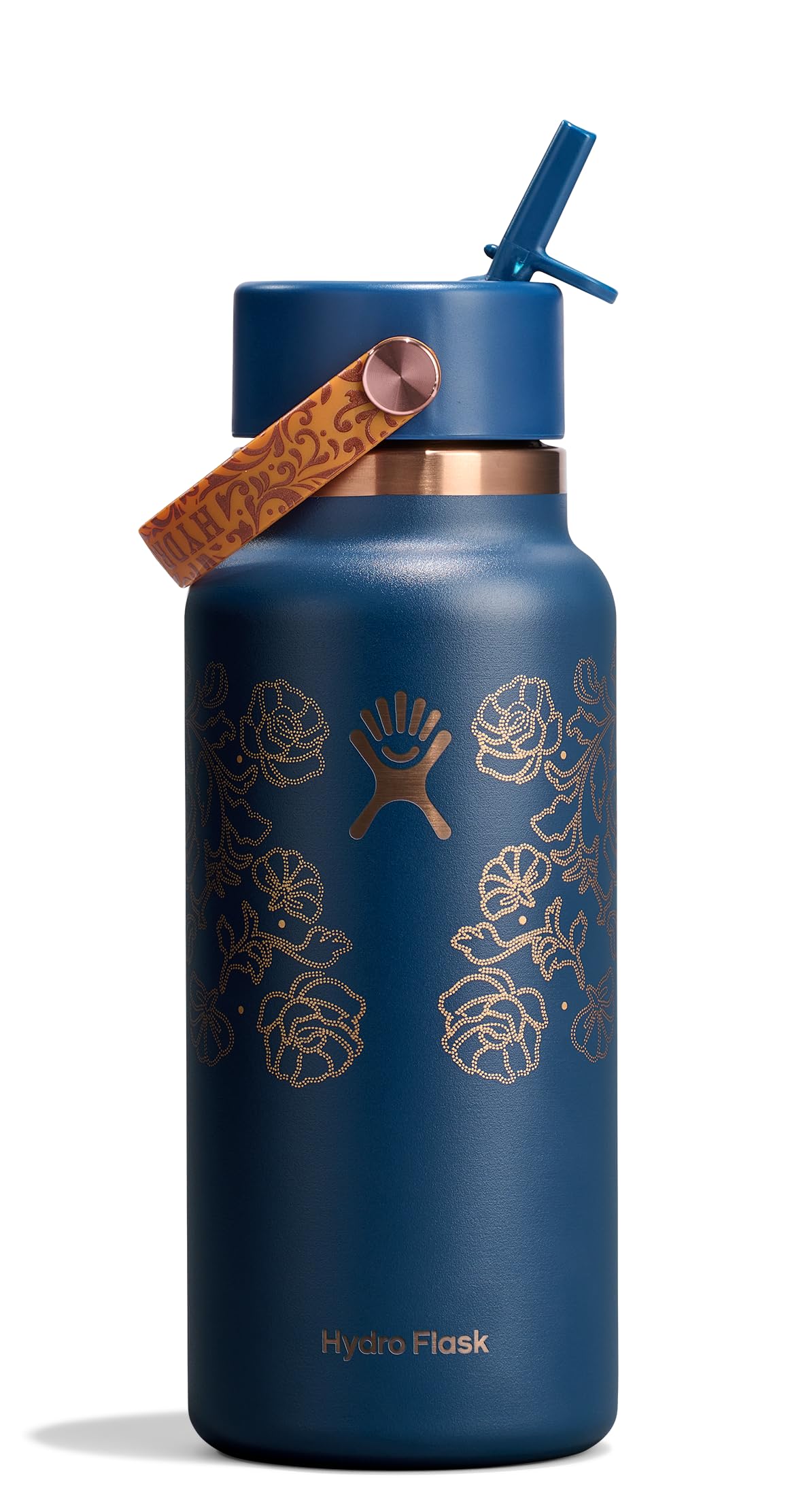 Hydro Flask Water Bottle - Insulated Stainless Steel - Wide Mouth Flex Straw Lid, Non Spill, Leakproof and Refillable in 64 Oz Tonal Agave